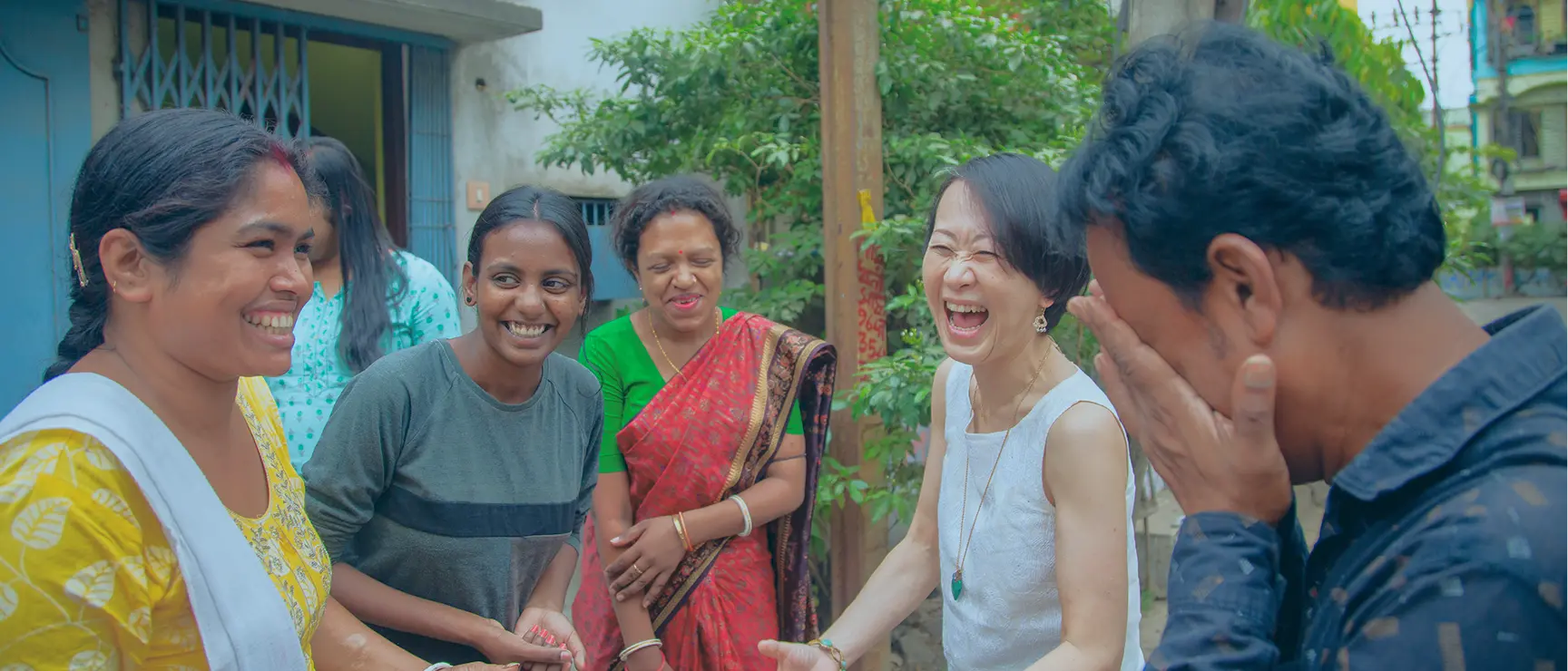 Community members sharing a joyful moment